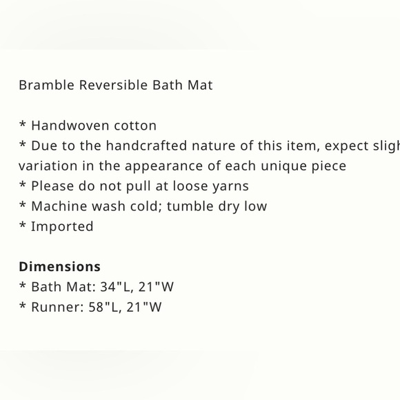 Anthropologie Bramble Reversible Bath Runner NEW - Picture 7 of 9